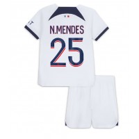 Paris Saint-Germain Nuno Mendes #25 Vieras Peliasu Lasten 2023-24 Lyhythihainen (+ Lyhyet housut)